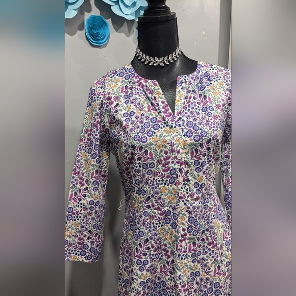 Talbots Ditsy Voile Midi Shirt Dress - Picture 2 of 4